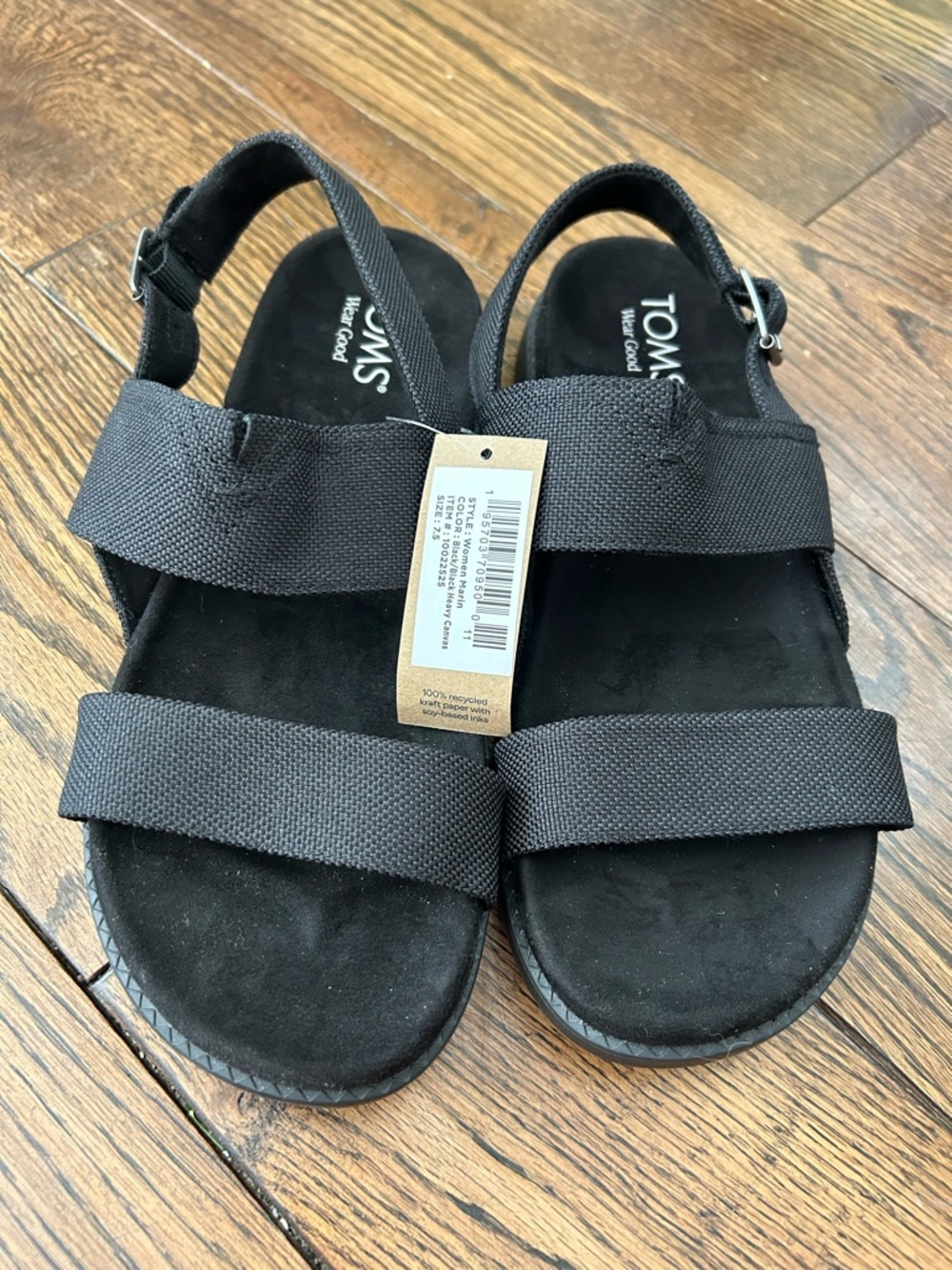 TOMS Black Marin Strap Sandal - Womens size 7